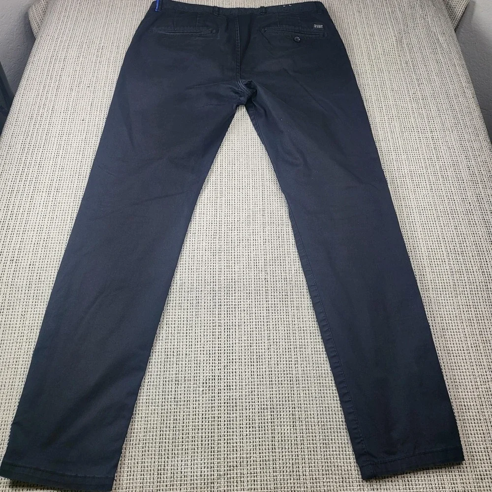 Scotch & Soda Pants Mens 33x32 Black Mott Chino Slim Straight Leg Casual - Picture 9 of 10